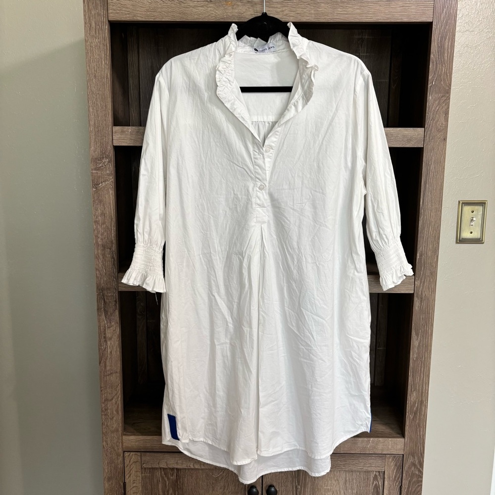 {Caryn Lawn} White Kimberly Shirt Dress, One Size Fits All